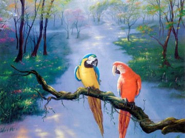 loro en el bosque hermosas aves Pinturas al óleo